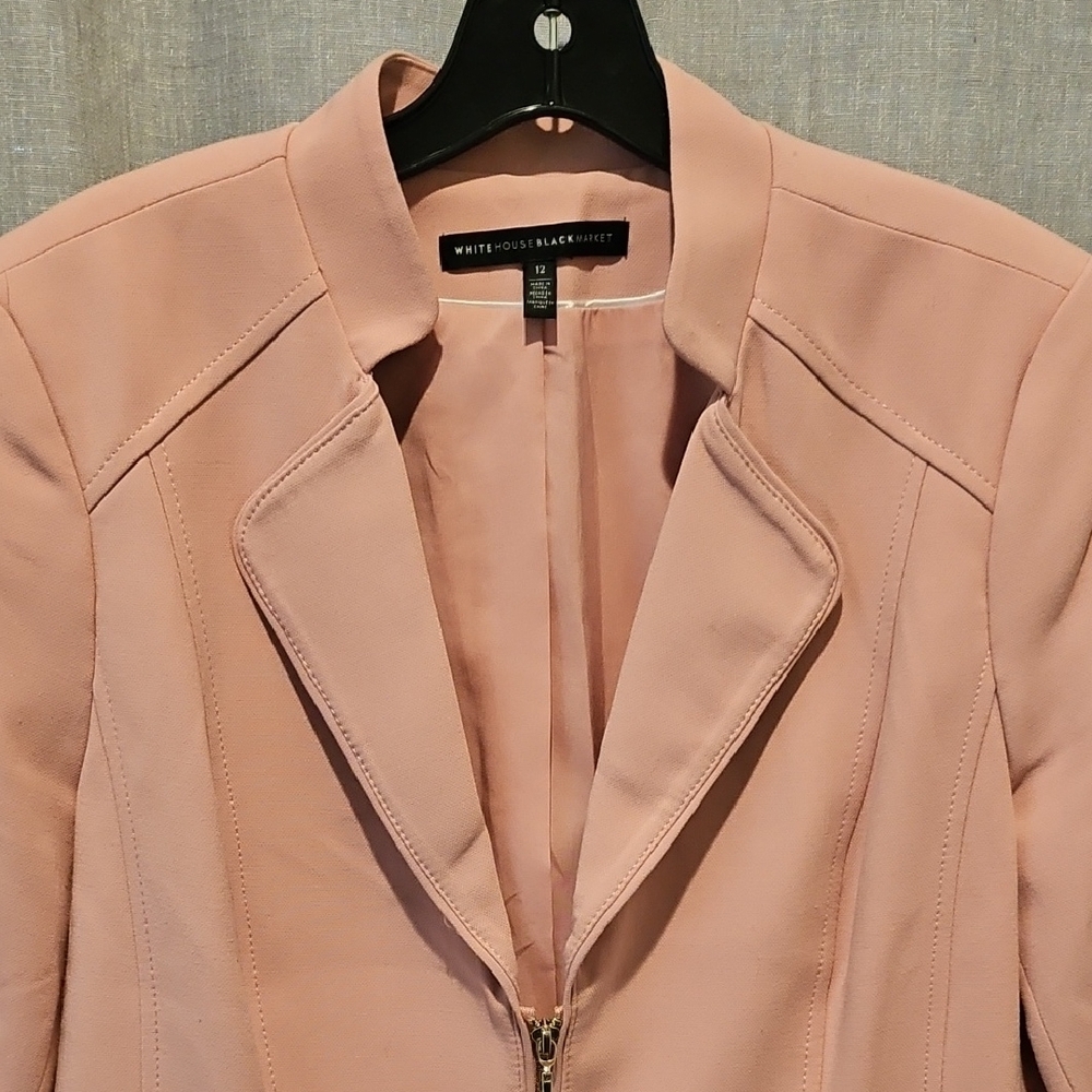White House Black Market Pink Blazer with Notched Lapel and Peplum Fit - Picture 2 of 16